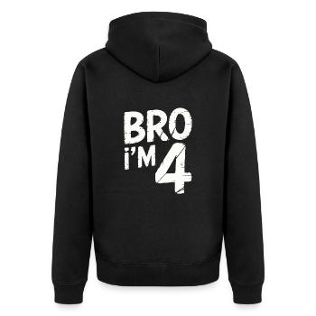 Frère, j’ai 4 ans – Design d’anniversaire cool - Veste à capuche bio Premium Unisexe - noir - Dos - Nico (187cm)