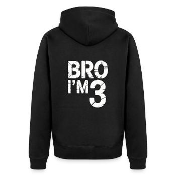 Frère, j’ai 3 ans – Design d’anniversaire cool - Veste à capuche bio Premium Unisexe - noir - Dos - Nico (187cm)