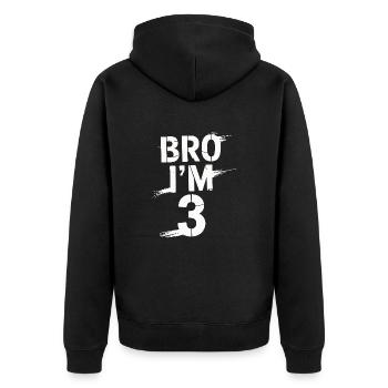 Frère, j’ai 3 ans – Design d’anniversaire cool - Veste à capuche bio Premium Unisexe - noir - Dos - Nico (187cm)