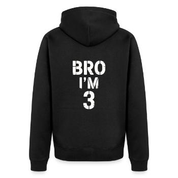 Frère, j’ai 3 ans – Design d’anniversaire cool - Veste à capuche bio Premium Unisexe - noir - Dos - Nico (187cm)