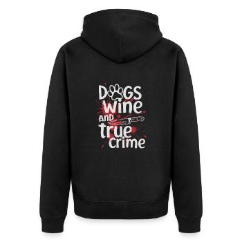 Chiens, vin et true crime – Funny Design - Veste à capuche bio Premium Unisexe - noir - Dos - Nico (187cm)