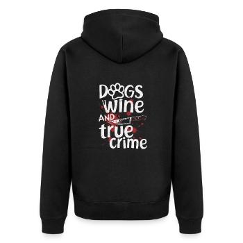Chiens, vin et true crime – Funny Design - Veste à capuche bio Premium Unisexe - noir - Dos - Nico (187cm)