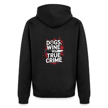 Chiens, vin et true crime – Funny Design - Veste à capuche bio Premium Unisexe - noir - Dos - Nico (187cm)