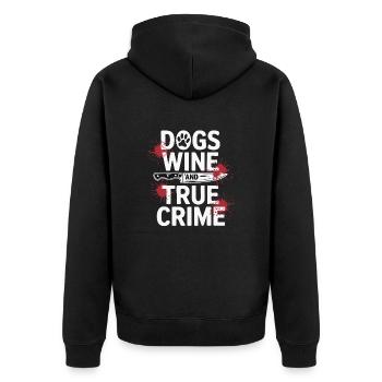 Chiens, vin et true crime – Funny Design - Veste à capuche bio Premium Unisexe - noir - Dos - Nico (187cm)