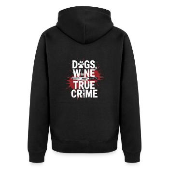 Chiens, vin et true crime – Funny Design - Veste à capuche bio Premium Unisexe - noir - Dos - Nico (187cm)