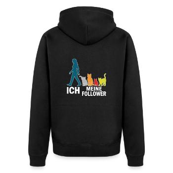 Moi et mes abonnés – Cat Humor Design - Veste à capuche bio Premium Unisexe - noir - Dos - Nico (187cm)