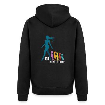 Me & My Followers – Cat Humor Design - Unisex Premium Organic Zip Hoodie - black - Back - Nico (187cm)