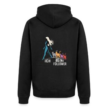 Moi et mes abonnés – Cat Humor Design - Veste à capuche bio Premium Unisexe - noir - Dos - Nico (187cm)