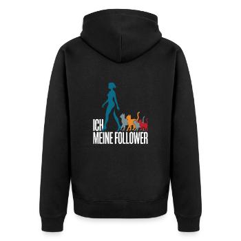 Me & My Followers – Cat Humor Design - Unisex Premium Organic Zip Hoodie - black - Back - Nico (187cm)