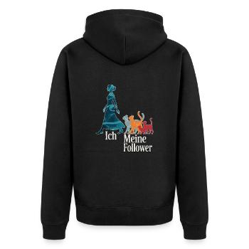 Me & My Followers – Cat Humor Design - Unisex Premium Organic Zip Hoodie - black - Back - Nico (187cm)
