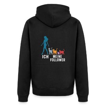 Me & My Followers – Cat Humor Design - Unisex Premium Organic Zip Hoodie - black - Back - Nico (187cm)