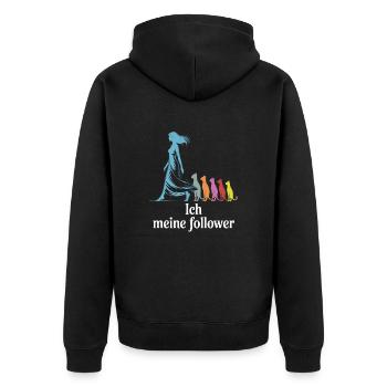 Me & My Followers – Cat Humor Design - Unisex Premium Organic Zip Hoodie - black - Back - Nico (187cm)