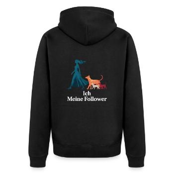 Ich & meine Follower – Hundehumor Design - Unisex Premium Bio Zip Hoodie - Schwarz - Hinten - Nico (187cm)