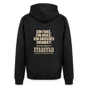 Da ist Mama – Heldin im Reimchaos - Unisex Premium Bio Zip Hoodie - Schwarz - Hinten - Nico (187cm)