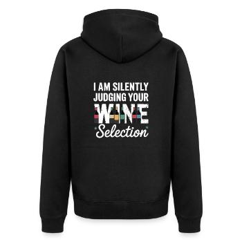 Ich beurteile still deine Weinauswahl – mit Stil! - Unisex Premium Bio Zip Hoodie - Schwarz - Hinten - Nico (187cm)