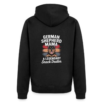 Berger allemand Mama, marchand de snacks légendaire - Veste à capuche bio Premium Unisexe - noir - Dos - Nico (187cm)
