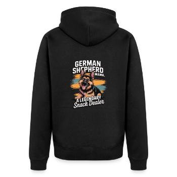 Berger allemand Mama, marchand de snacks légendaire - Veste à capuche bio Premium Unisexe - noir - Dos - Nico (187cm)
