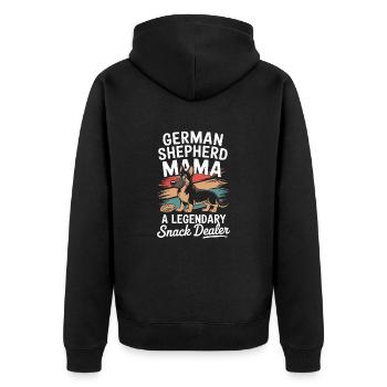 Berger allemand Mama, marchand de snacks légendaire - Veste à capuche bio Premium Unisexe - noir - Dos - Nico (187cm)