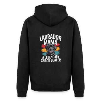 Labrador Mama Mama, Legendärer Snack-Dealer - Unisex Premium Bio Zip Hoodie - Schwarz - Hinten - Nico (187cm)