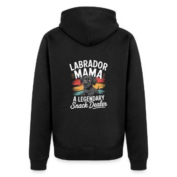 Labrador Mama Mama, marchande de collations légendaire - Veste à capuche bio Premium Unisexe - noir - Dos - Nico (187cm)