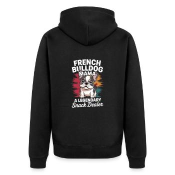 Maman bouledogue français, marchande de snacks légendaire - Veste à capuche bio Premium Unisexe - noir - Dos - Nico (187cm)