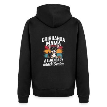 Chihuahua Mama, Legendary Snack Dealer - Unisex Premium Organic Zip Hoodie - black - Back - Nico (187cm)