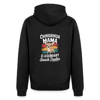 Chihuahua Mama, Legendary Snack Dealer - Unisex Premium Organic Zip Hoodie - black - Back - Nico (187cm)