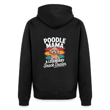 Poodle Mama, Legendary Snack Dealer - Unisex Premium Organic Zip Hoodie - black - Back - Nico (187cm)
