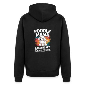 Poodle Mama, Legendary Snack Dealer - Unisex Premium Organic Zip Hoodie - black - Back - Nico (187cm)
