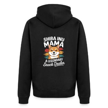 Shiba Inu Mama, marchand de snacks légendaire - Veste à capuche bio Premium Unisexe - noir - Dos - Nico (187cm)