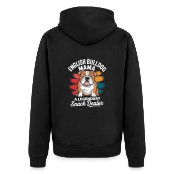 Maman bouledogue anglais, marchand de collations légendaire - Veste à capuche bio Premium Unisexe - noir - Dos - Nico (187cm)