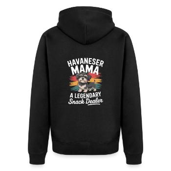 Maman bichon havanaise, vendeuse de snacks légendaire - Veste à capuche bio Premium Unisexe - noir - Dos - Nico (187cm)