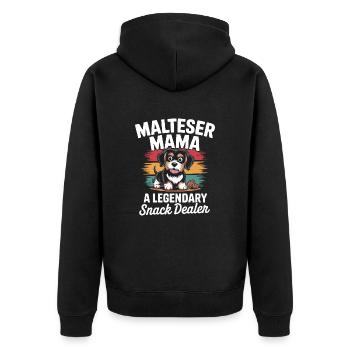 Malteser Mama, Legendary Snack Dealer - Unisex Premium Organic Zip Hoodie - black - Back - Nico (187cm)