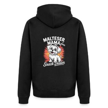 Malteser Mama, Legendary Snack Dealer - Unisex Premium Organic Zip Hoodie - black - Back - Nico (187cm)