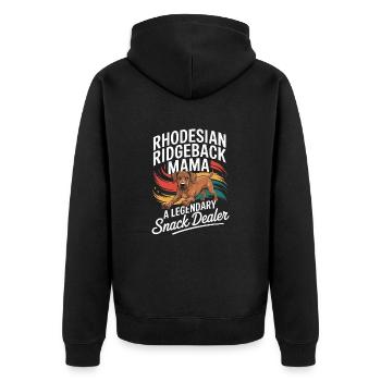 Rhodesian Ridgeback Mama, Legendärer Snack-Dealer - Unisex Premium Bio Zip Hoodie - Schwarz - Hinten - Nico (187cm)
