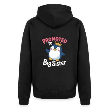 Promu au rang de grande sœur – Penguin Design - Veste à capuche bio Premium Unisexe - noir - Dos - Nico (187cm)