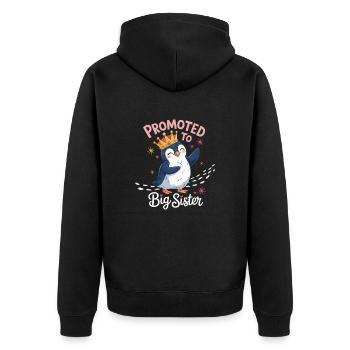 Promu au rang de grande sœur – Penguin Design - Veste à capuche bio Premium Unisexe - noir - Dos - Nico (187cm)