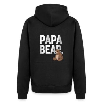 Papa Bear – Fun Design for Fathers - Unisex Premium Organic Zip Hoodie - black - Back - Nico (187cm)