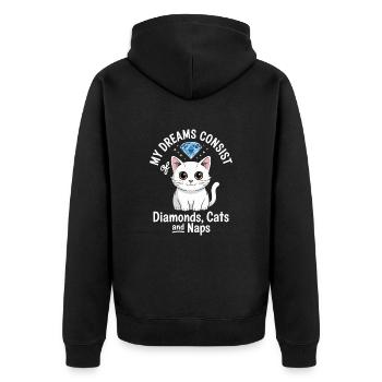 Dreams are made of diamonds, cats, naps - Unisex Premium Organic Zip Hoodie - black - Back - Nico (187cm)