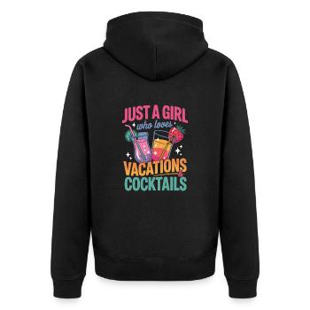 Juste une fille qui aime les vacances et les cocktails - Veste à capuche bio Premium Unisexe - noir - Dos - Nico (187cm)