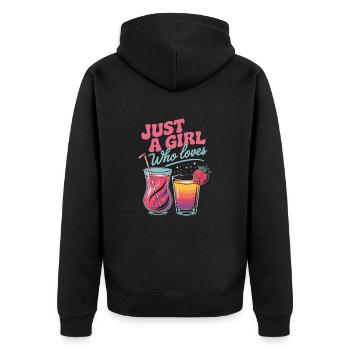 Juste une fille qui aime les vacances et les cocktails - Veste à capuche bio Premium Unisexe - noir - Dos - Nico (187cm)
