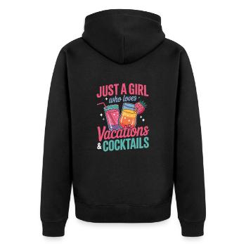 Juste une fille qui aime les vacances et les cocktails - Veste à capuche bio Premium Unisexe - noir - Dos - Nico (187cm)