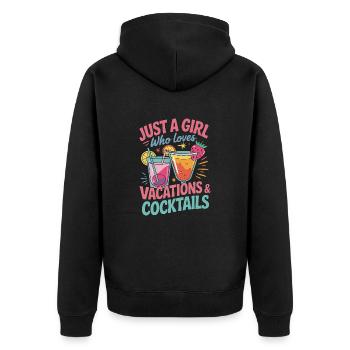 Juste une fille qui aime les vacances et les cocktails - Veste à capuche bio Premium Unisexe - noir - Dos - Nico (187cm)