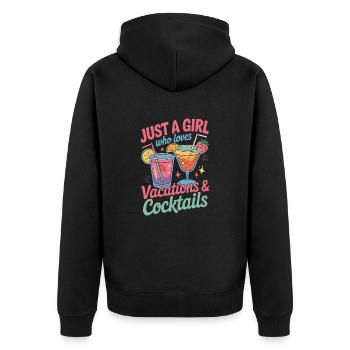 Juste une fille qui aime les vacances et les cocktails - Veste à capuche bio Premium Unisexe - noir - Dos - Nico (187cm)