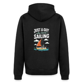 Just a Guy who loves Sailing – Sail Design - Unisex Premium Organic Zip Hoodie - black - Back - Nico (187cm)