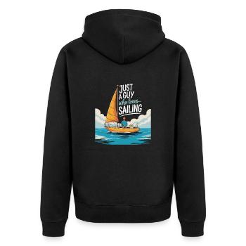 Just a Guy who loves Sailing – Sail Design - Unisex Premium Organic Zip Hoodie - black - Back - Nico (187cm)
