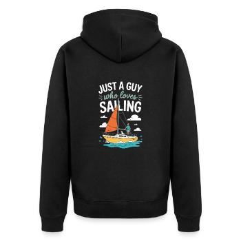 Just a Guy who loves Sailing – Sail Design - Unisex Premium Organic Zip Hoodie - black - Back - Nico (187cm)