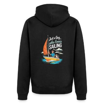 Just a Guy who loves Sailing – Sail Design - Unisex Premium Organic Zip Hoodie - black - Back - Nico (187cm)