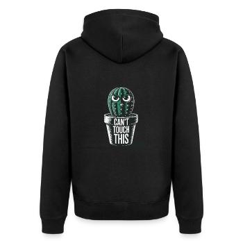 Can't Touch This – Funny Cactus with Saying - Unisex Premium Organic Zip Hoodie - black - Back - Nico (187cm)
