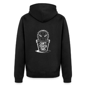 Can't Touch This – Funny Cactus with Saying - Unisex Premium Organic Zip Hoodie - black - Back - Nico (187cm)